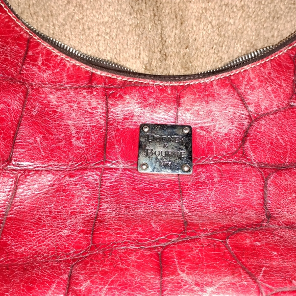 Dooney & Bourke Red Croc-Embossed Leather Shoulder Bag - Picture 2 of 6